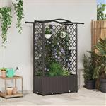 vidaXL Verhoogd Bed met Trellis en Dak Bruin 122 x 40 x 138 cm PP