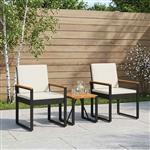 vidaXL Buitenmeubelset met kussen 3 pcs Zwart en Cream Wit poly rattan