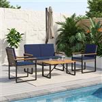 vidaXL Buitenmeubelset 4 pcs Grijs en Marineblauw poly rattan