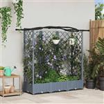 vidaXL Verhoogd Bed met Trellis en Dak Lichtgrijs 163 x 40 x 123 cm PP
