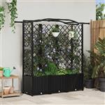 vidaXL Verhoogd Bed met Trellis en Dak Zwart 163 x 40 x 138 cm PP