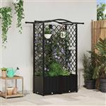vidaXL Verhoogd Bed met Trellis en Dak Zwart 122 x 40 x 138 cm PP