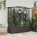 vidaXL Verhoogd Bed met Trellis en Dak Bruin 163 x 40 x 138 cm PP