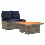 vidaXL 2 Stuk Tuin middelste sofa met uitschuiftafel poly rattan