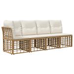 vidaXL 4-Zits Tuin Sofa met Linker Arm 4 pcs Naturel poly rattan