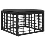 vidaXL Tuinvoetenbank met kussen Zwart 55 x 55 x 37 cm poly rattan