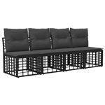 vidaXL 4-Zits Tuin Sofa Armloos met kussen 4 pcs Zwart poly rattan