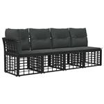 vidaXL 4-Zits Tuin Sofa met Linker Arm 4 pcs Zwart poly rattan