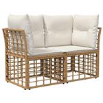 vidaXL Buiten loveseat 2 pcs Natuurlijk en Crème Wit poly rattan