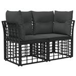 vidaXL Buiten loveseat 2 pcs Zwart en Donkergrijs poly rattan