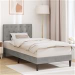 vidaXL Bedframe met hoofdeinde Lichtgrijs 90 x 190 cm Fluweel