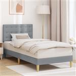 vidaXL Bedframe met hoofdeinde Lichtgrijs 90 x 190 cm Stof