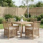 vidaXL Buitenstoel met kussen 4 pcs Beige en Crème poly rattan