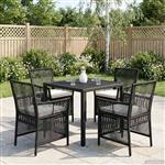 vidaXL Buitenstoel met kussen 4 pcs Zwart en Crème poly rattan