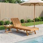 vidaXL Ligbed met tafel Bruin Massief Teakhout
