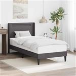 vidaXL Bedframe met LED-stripverlichting Grijs 90 x 190 cm Kunstleer
