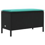 vidaXL Tuinvoetenbank Zwart en Turquoise 80 x 38 x 42 cm PE Rattan
