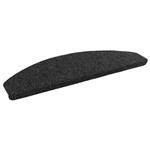 vidaXL Zelfklevende Trapmatten Halfrond 15 pcs Zwart 80 x 28 x 3,5 cm