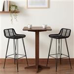 vidaXL Barkruk 2 st Zwart 44 x 46 x 91 cm Rattan en staal