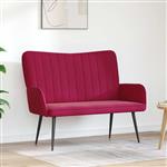 vidaXL 2-Zits Sofa Wijnrood 115 x 61 x 87 cm Fluweel (V)