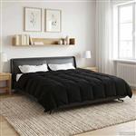 vidaXL Winter Dekbed Gekwilt Zwart 200 x 220 cm Microfiber