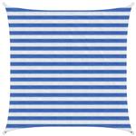 vidaXL Zonneschaduwzeil Blauw en Wit 2 x 2 m HDPE
