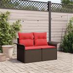 vidaXL Tuinbank met kussen met opslag 141 x 62 x 69 cm poly rattan