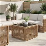 vidaXL Tuinstafel Beige en zwart 55 x 55 x 37 cm PE Rattan en Glas
