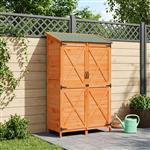 vidaXL Tuinschuur met dak Bruin 106 x 56 x 176,5 cm Massief Vurenhout