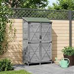 vidaXL Tuinschuur met dak Grijs 106 x 56 x 176,5 cm Massief Vurenhout