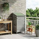 vidaXL Tuinschuur met dak Grijs 59 x 56 x 113,5 cm Massief Vurenhout