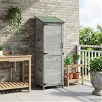 vidaXL Tuinschuur met dak Grijs 59,5 x 56 x 176,5 cm Massief Vurenhout