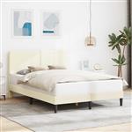 vidaXL Bedframe met hoofdeinde Crèmekleurig 140 x 190 cm Katoen Stof