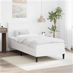 vidaXL Bedframe met LED-stripverlichting Wit 90 x 200 cm Kunstleer