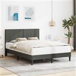vidaXL Bedframe met hoofdeinde Donkergrijs 140 x 190 cm Katoen Stof
