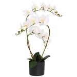 vidaXL Kunstorchidee met pot Wit 45 x 15 x 65 cm Stof, PE en PEVA