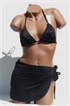 Trendy Zwarte Bikini met Pareo - Medium