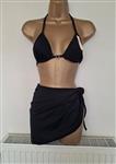 Zwarte Bikini met Pareo en Strass Hartje - Medium