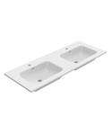 Wastafel Bajo Dubbel Met 2 Kraangaten 120x46x1,8cm Keramiek Glans Wit