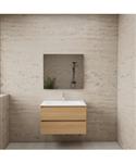 ACTIE BWS Badmeubel | Paris | Naturel Eiken 80 cm | Mat Wit Wastafel | 1 Kraangat
