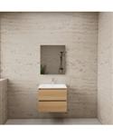 ACTIE BWS Badmeubel | Paris | Naturel Eiken 60 cm | Hoogglans Wit Wastafel | 1 Kraangat
