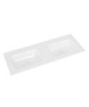 Wastafel Bajo Dubbel Met 2 Kraangaten 120x46x1,8cm Keramiek Mat Wit