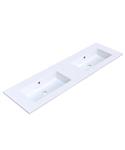 Wastafel Arcqua Mira dubbel zonder kraangat 161x46x1.5 glans wit
