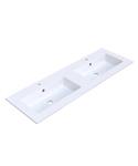 Wastafel Arcqua Mira Dubbel 2 Kraangaten 141x46x1.5 cm Glans Wit