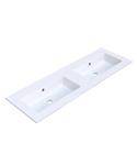 Wastafel Arcqua Mira Dubbel Zonder Kraangaten 141x46x1.5 Glans Wit