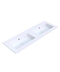 Wastafel Arcqua Mira Dubbel Zonder Kraangaten 141x46x1.5 cm Mat Wit