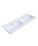 Wastafel Arcqua Mira Dubbel 2 Kraangaten 121x46x1.5 Glans Wit