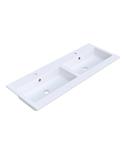 Wastafel Arcqua Mira Dubbel 2 Kraangaten 121x46x1.5 cm Mat Wit