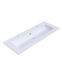 Wastafel Arcqua Mira Enkel 2 Kraangaten 121x46x1.5 cm Glans Wit