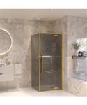 Douchecabine Sanivo Vigo Met Vast Paneel Rookglas Met Montagesets Geborsteld Messing Goud (Alle mate